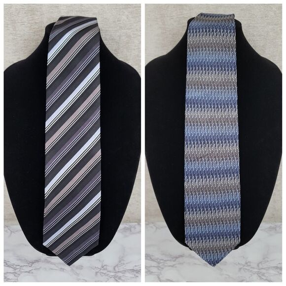 Kilburne and Finch Silk Ties Men's Necktie Lot of 2 Blue Gray - Picture 1 of 11